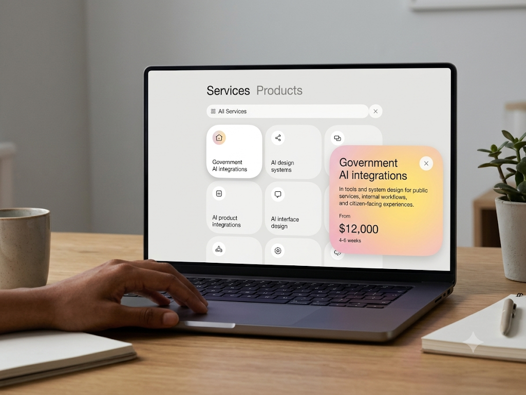 Laptop showing a services website